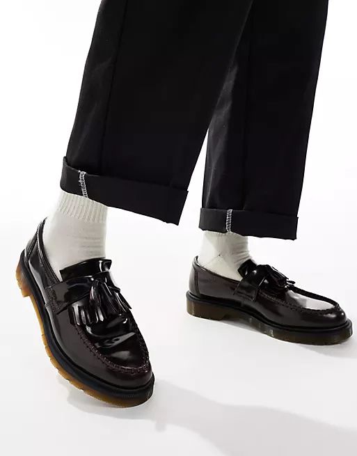 Dr Martens Adrian tassel loafers in cherry red arcadia leather | ASOS (Global)