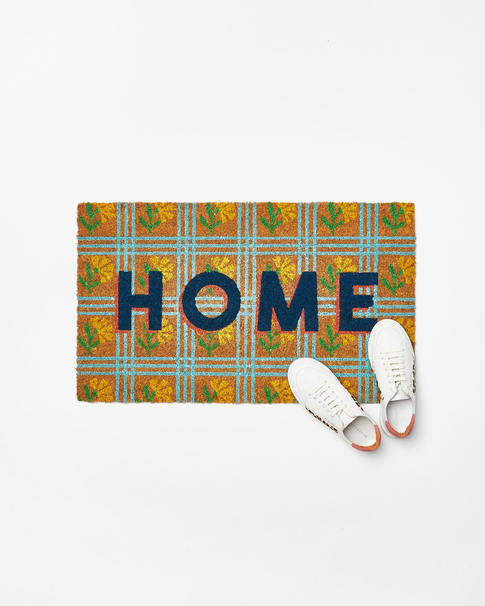 Home Floral Blue Doormat | Oliver Bonas | Oliver Bonas (Global)