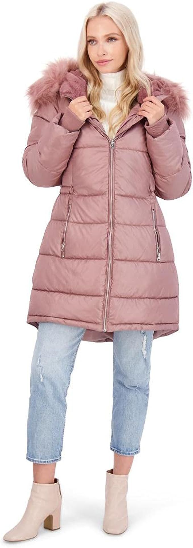Jessica Simpson Puffer Coat For Women - Quilted Winter Coat w/ Faux Fur Hood | Amazon (US)