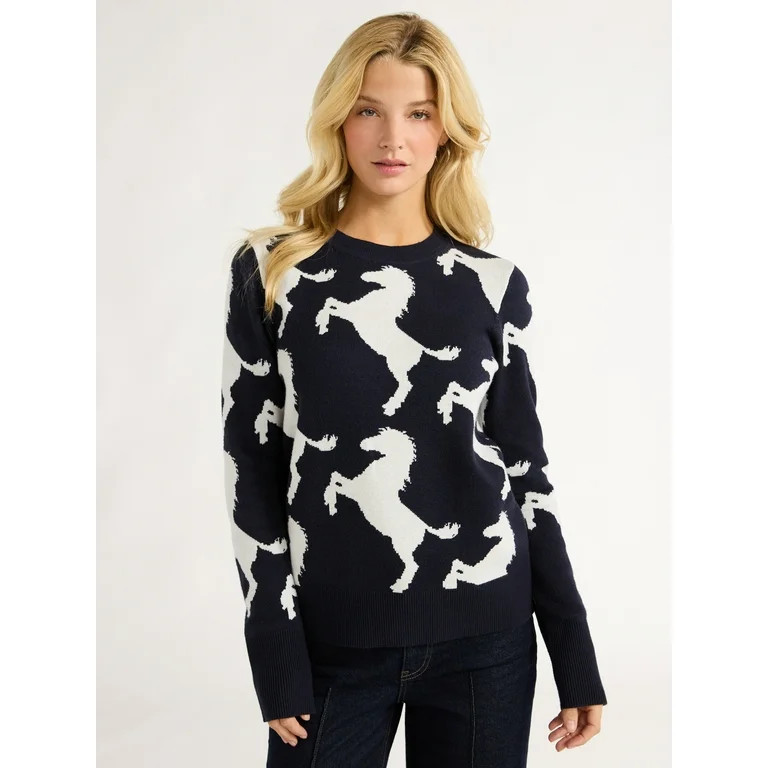 Free Assembly Women’s Crewneck Sweater with Long Sleeves, Lightweight, Sizes XS-XXXL | Walmart (US)