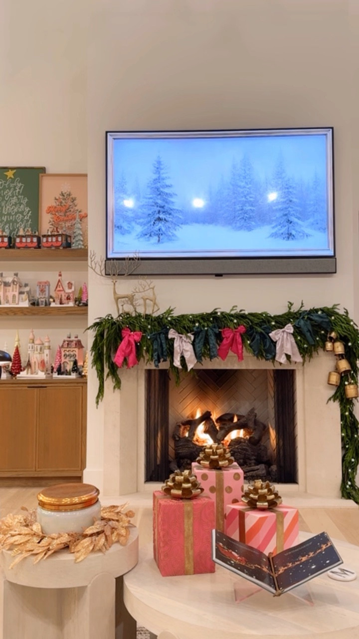 the dreamiest christmas mantle with the most beautiful garland!! I have 2 (96”) garlands layered here and arranged with  3 strands of mini globe lights 

#LTKHome #LTKVideo #LTKHoliday