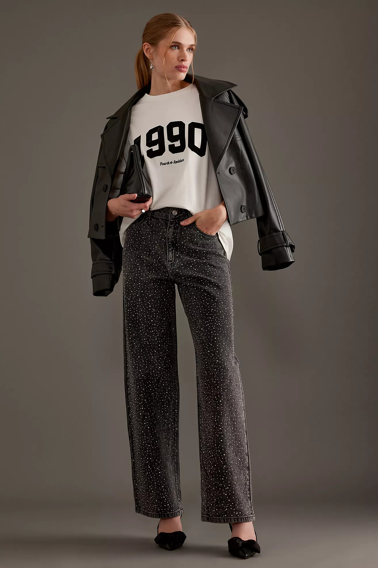 Selected Femme Marley-Merle Rhinestone Wide-Leg Jeans | Anthropologie (UK)