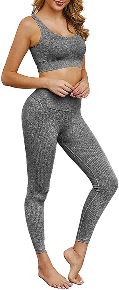 Beaufident Women's Legging Workout Set Active 2 Pieces Yoga Leggings with Paded Sports Bra | Amazon (US)