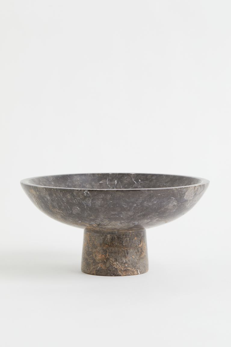 Large Marble Pedestal Bowl - Gray/marble-patterned - Home All | H&M US | H&M (US + CA)