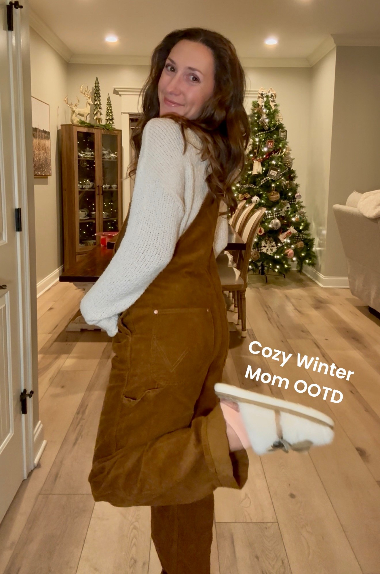 Super cozy winter mom outfit ❤️ ft brown corduroy overalls and a cozy cream sweater 

#LTKdayinmylife #LTKootd #LTKHoliday