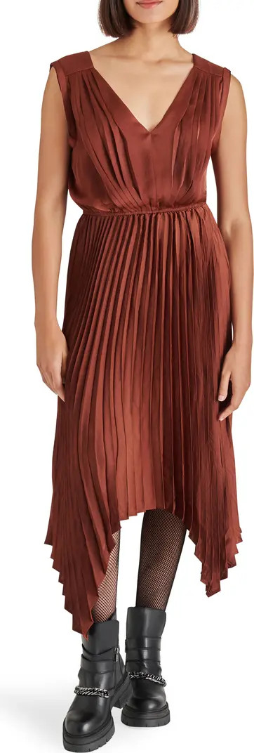 Donna Pleated Handkerchief Hem Satin Dress | Nordstrom