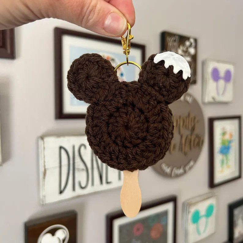 Crochet Mickey Bar Bag Charm| Disney Snack Keychain| Disney Ice Cream Accessory| Custom Bag Ornam... | Etsy (US)
