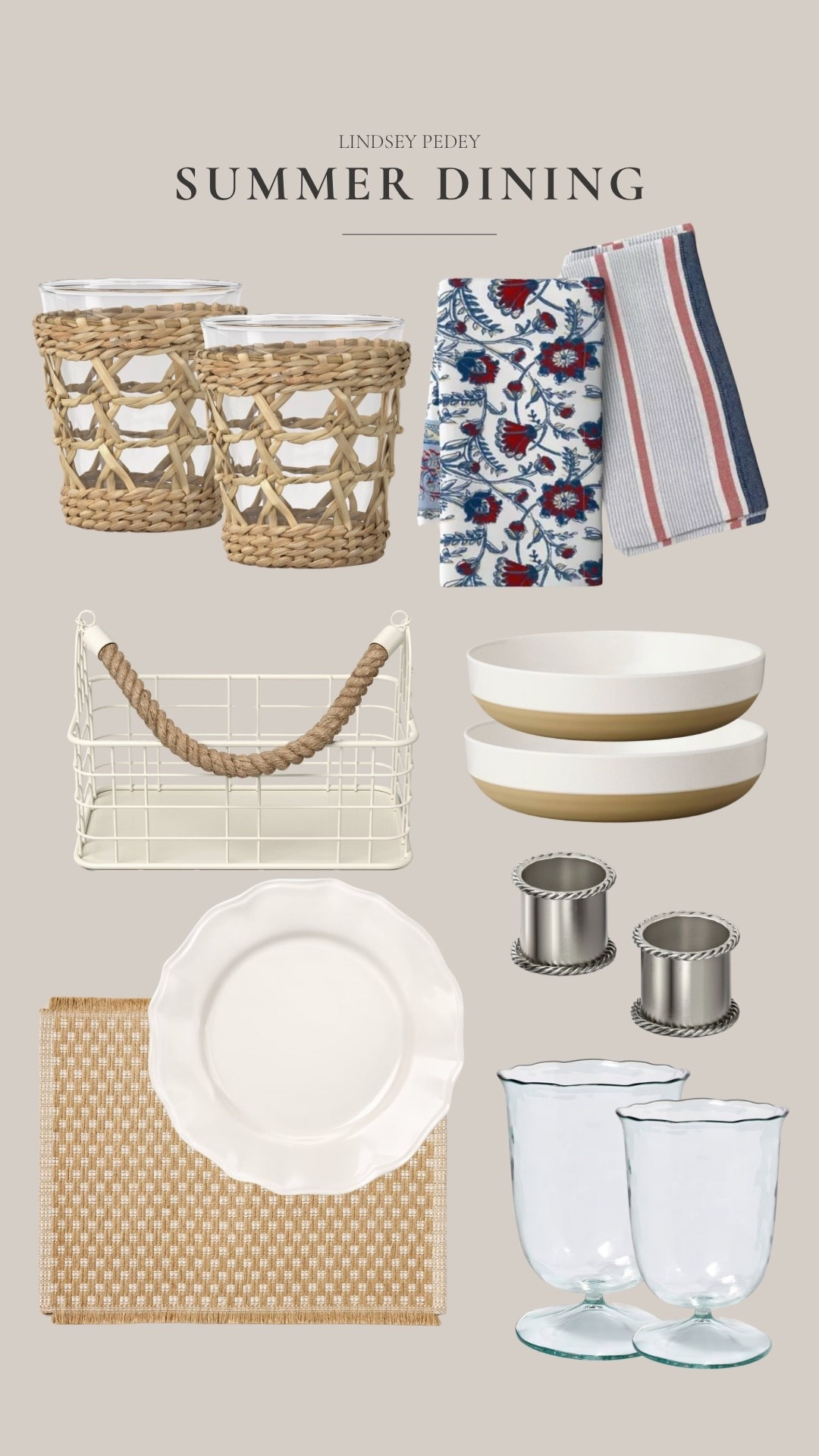 Summer dining favorites🤍

Outdoor dining, tabletop, placemat, drinkware, summer dining, summer napkins, summer decor

#LTKHome