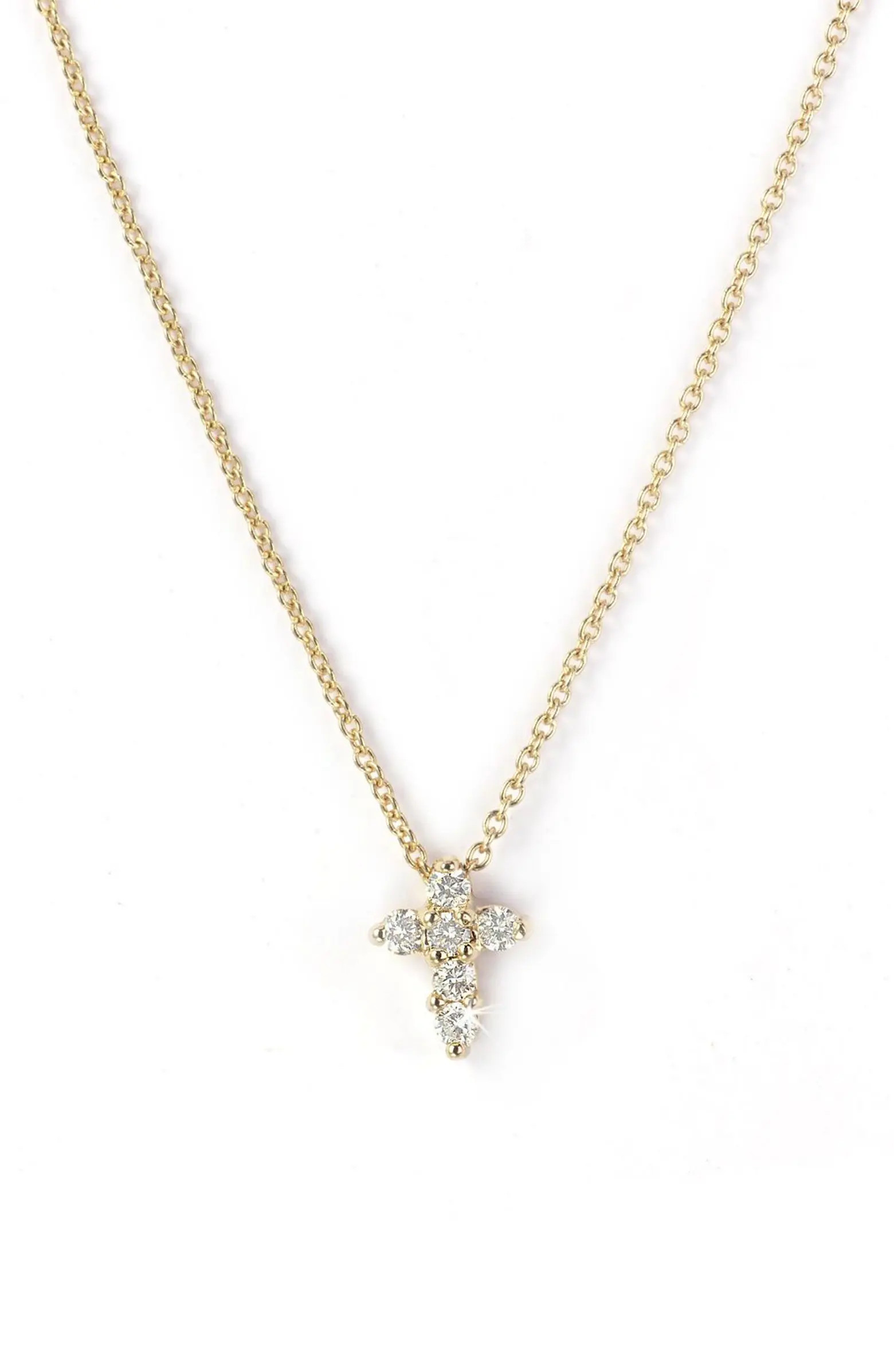 'Tiny Treasures' Diamond Cross Pendant Necklace | Nordstrom