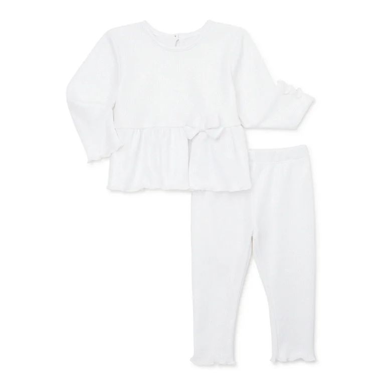 Wonder Nation Baby Girl Holiday Peplum Top and Pant Outfit Set, 2 Pieces, Sizes 0/3-24 Months | Walmart (US)
