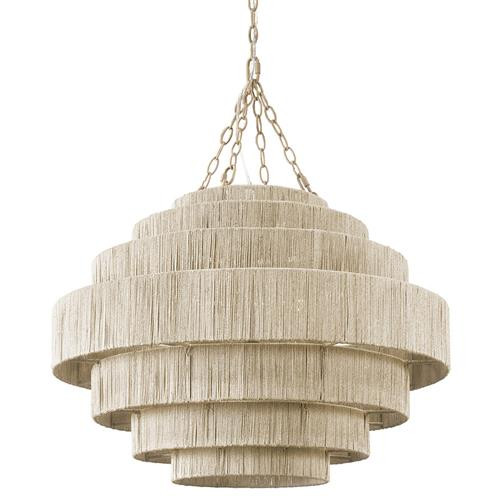 Palecek Everly Coastal Beach Woven Natural Abaca Rope Pendant | Kathy Kuo Home