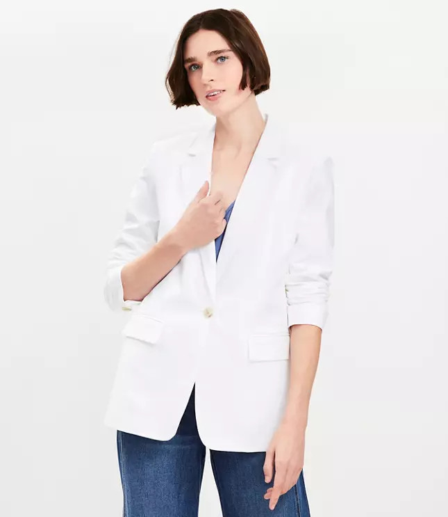 Oversized Linen Cotton Modern Blazer | LOFT