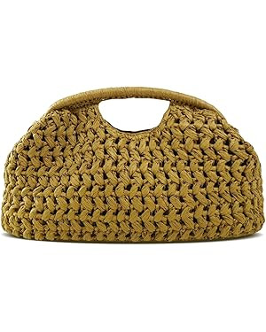 Large Straw Dumpling Clutch Purse for Women,Summer Vacation Beach Hobo Bag,Woven Evening Top Hanl... | Amazon (US)