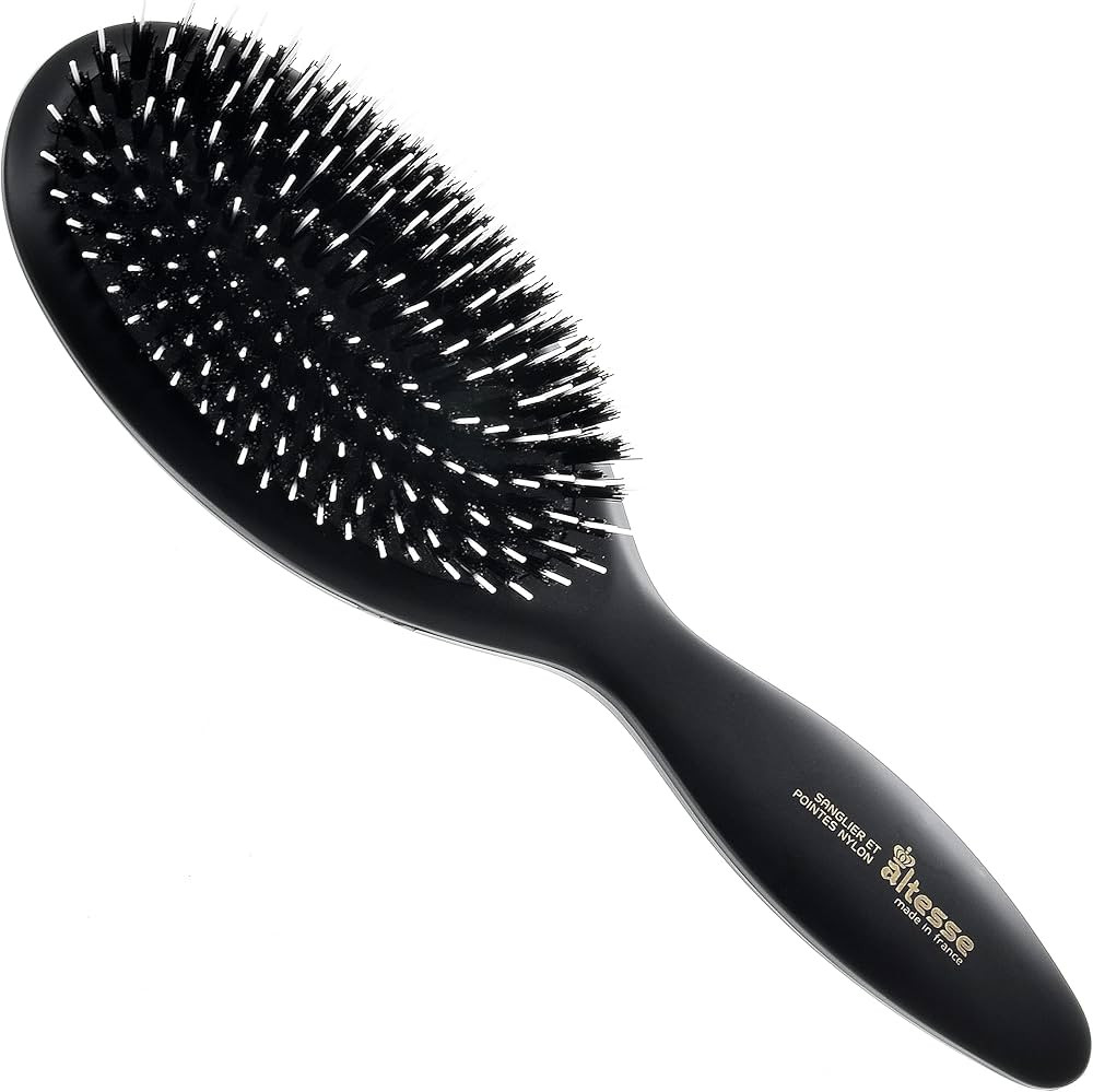 Altesse 8911 Natural Bristle Hair Brush Detangler Brush Large Air Cushion Matte Black Handle with... | Amazon (US)