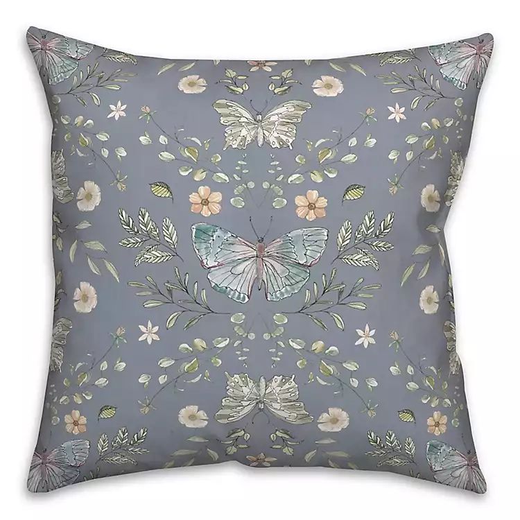 New! Blue Botanical Butterfly Throw Pillow | Kirkland's Home