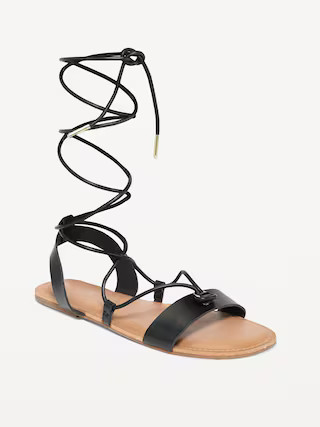 Faux-Leather Lace-Up Gladiator Sandals for Women | Old Navy (US)