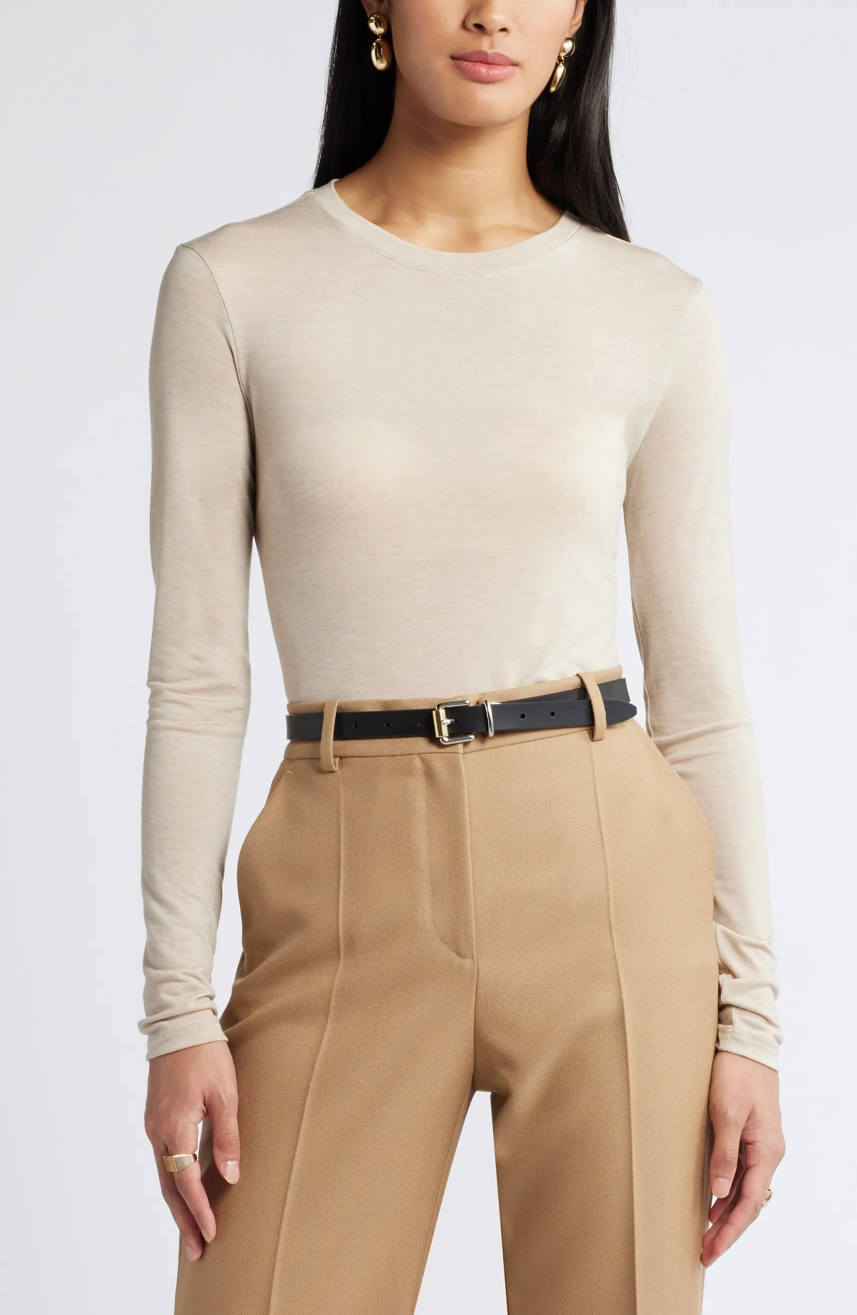 Long Sleeve Lyocell & Wool T-Shirt | Nordstrom