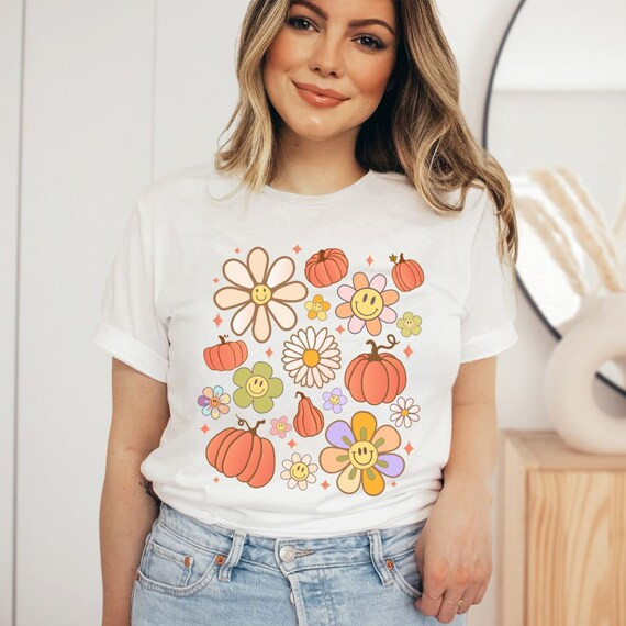 Happy Pumokin Fall T-shirt Fall Shirt Pumpkin Retro Tee - Etsy | Etsy (US)