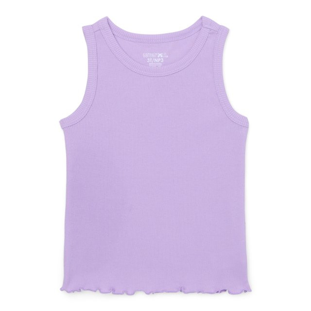 Garanimals Toddler Girl Solid Rib Tank with Lettuce Hem, Sizes 18M-5T | Walmart (US)