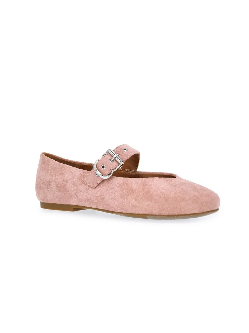Free Assembly Women's Faux Suede Mary Jane Ballet Flats | Walmart (US)