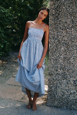 Seafolly Sleeveless Striped Shirred Maxi Dress | Anthropologie (US)
