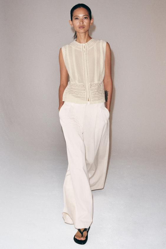 ZW COLLECTION LACE TRIM SLEEVELESS BLOUSE | Zara US