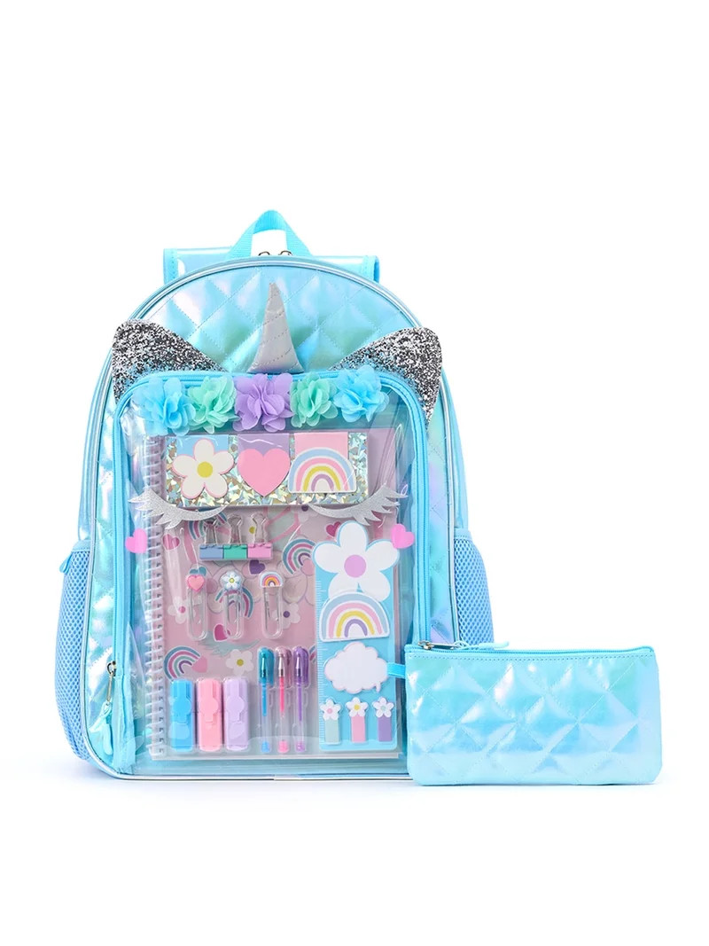 Schoolyard Vibes 17" Kids Unicorn Backpack with Stationary Set | Walmart (US)