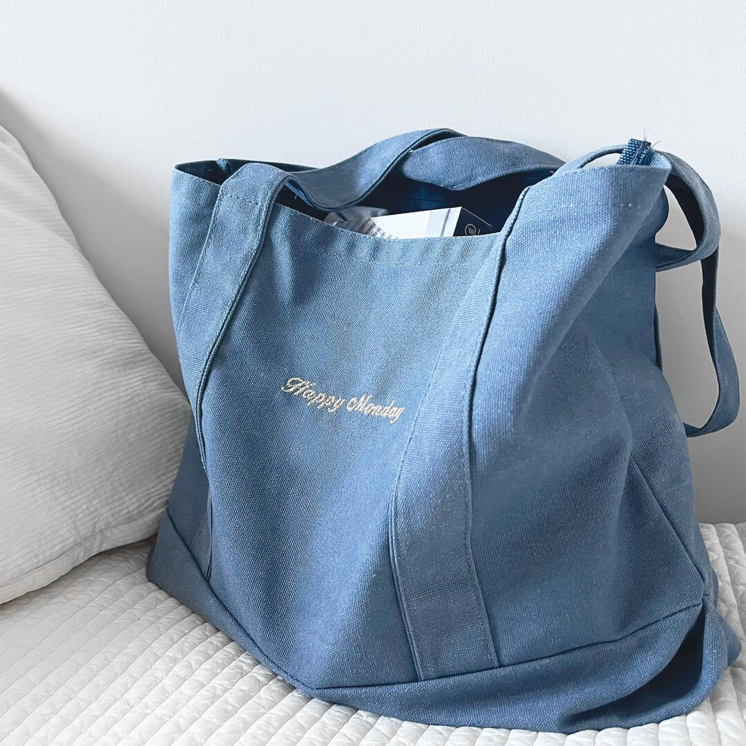 Custom Denim Canvas Tote Bag, Galentine's day Gift, Personalized Bag, Customized Text Bag, Person... | Etsy (US)