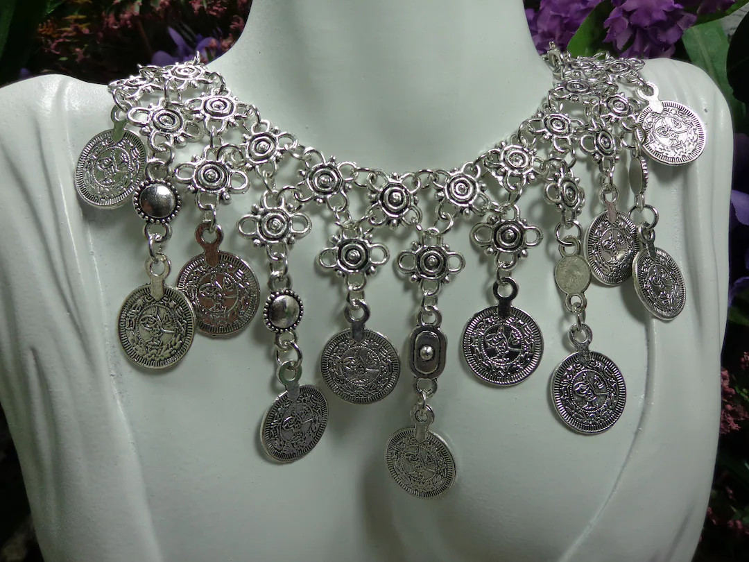 Silver Coin Necklace Set | Etsy (Global)
