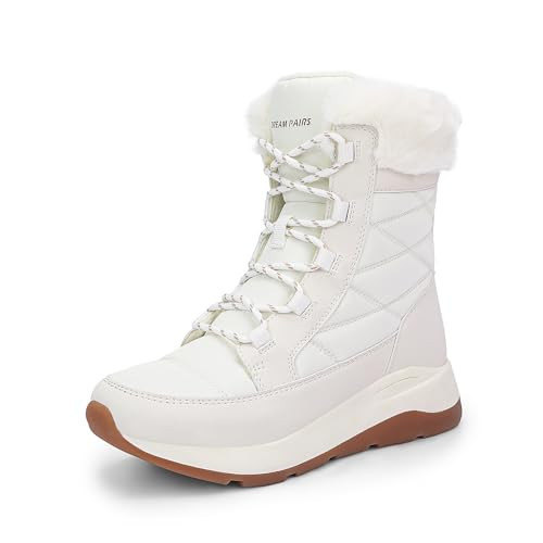 DREAM PAIRS Women's Winter Snow Boots Waterproof Lightweight Warm Faux Fur Lined Insulated Outdoor Ladies Mid-Calf Booties,Size 12,Beige,SDSB2423W | Amazon (US)
