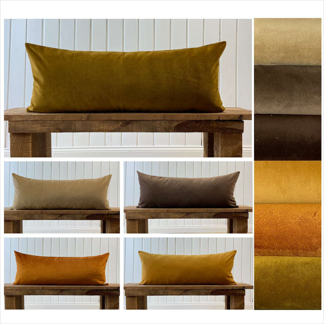 Extra Long Lumbar Pillow Cover Brown XL Velvet Lumbar Throw Pillow Cover Large Custom Body Pillow... | Etsy (US)