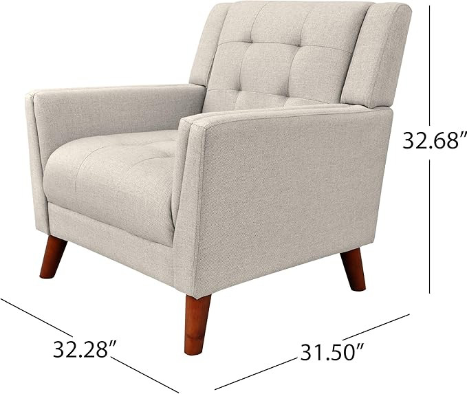 Christopher Knight Home Evelyn Mid Century Modern Fabric Arm Chair, Beige & Walnut | Amazon (US)