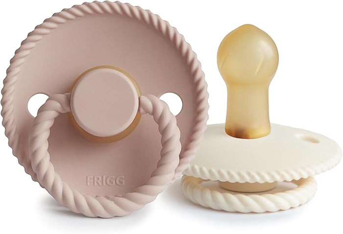 FRIGG Rope Natural Rubber Baby Pacifier | Made in Denmark | BPA-Free (Blush/Cream, 0-6 Months) | Amazon (US)