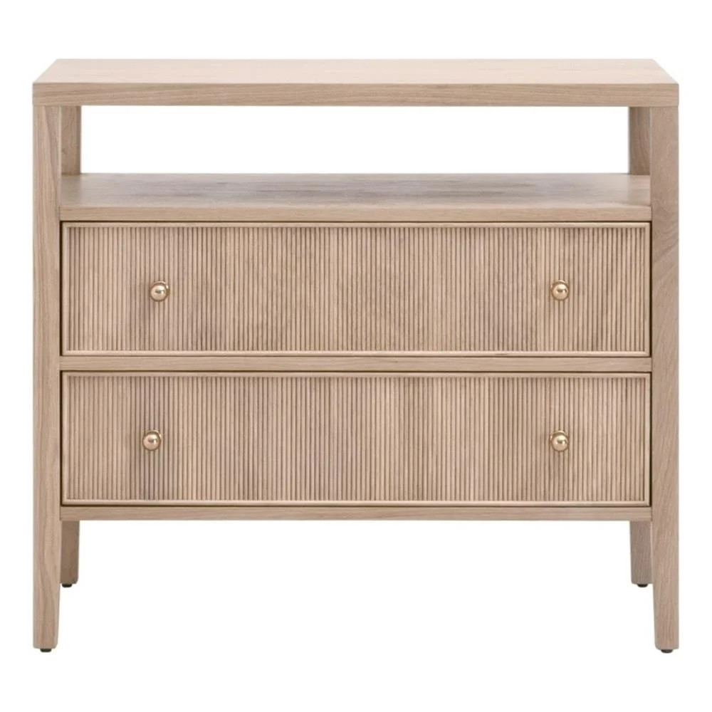 Pemberly Row Open Shelf 2-Drawer Nightstand 34"W in Natural Oak | Walmart (US)