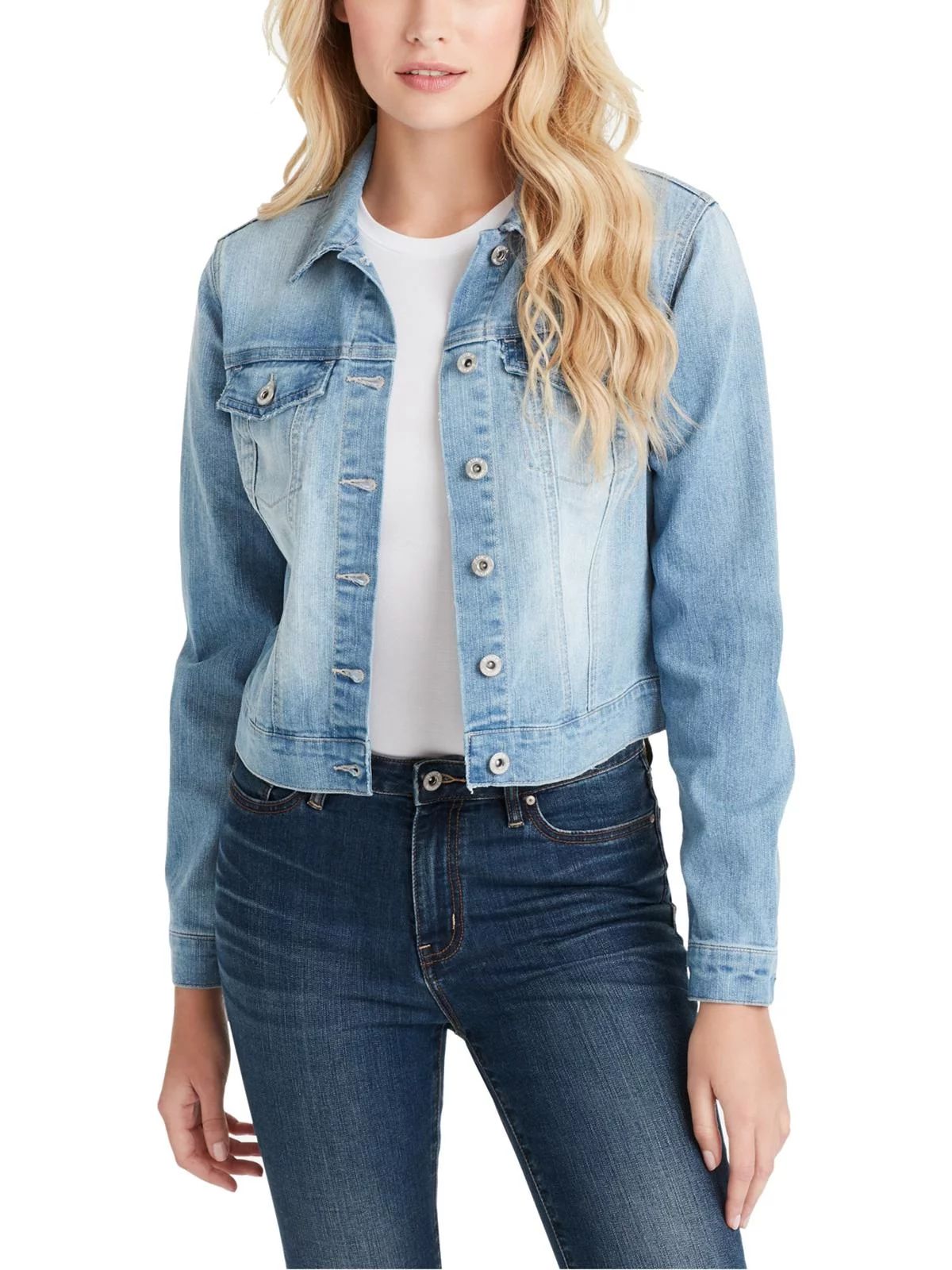 Jessica Simpson Women's and Women's Plus Uptown Jean Cropped Denim Jacket | Walmart (US)