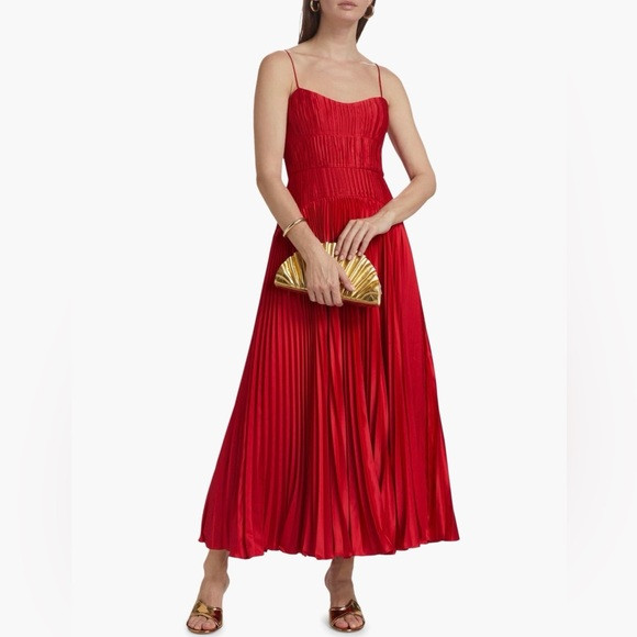 AMUR Red Pleated Maxi Dress | Poshmark