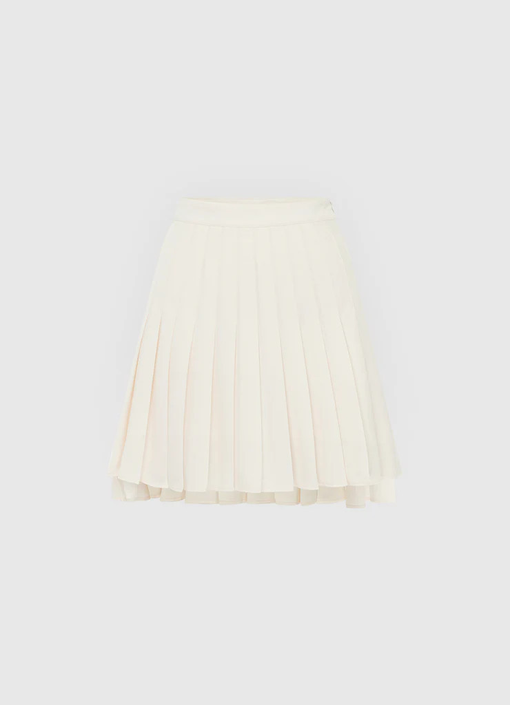 Willa Pleated Mini Skirt - Vanilla | LEO LIN