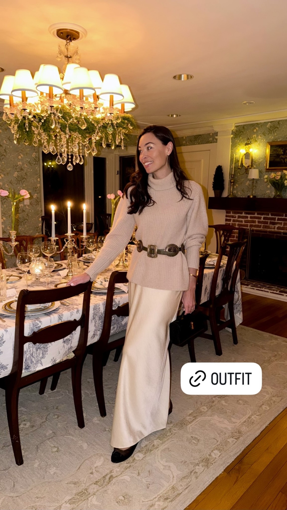 Spring outfit, dinner party, date night outfit, classic style, silk skirt, Ralph Lauren belt. 

#LTKHome #LTKootd #LTKstorytime