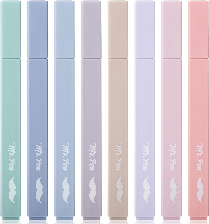 Mr. Pen- Aesthetic Highlighters, 8 pcs, Chisel Tip, Morandi Colors, No Bleed Bible Highlighter Pa... | Amazon (US)