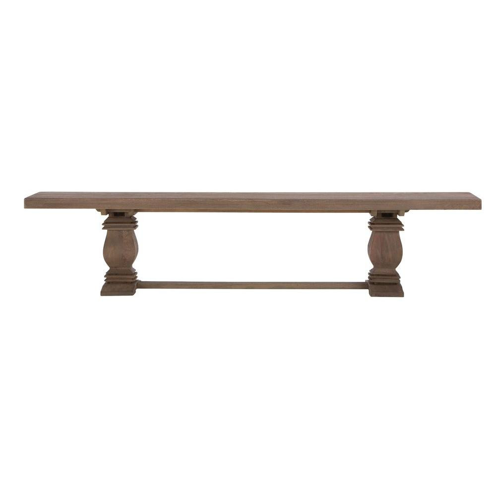 Aldridge Antique Walnut Wood Dining Bench | The Home Depot