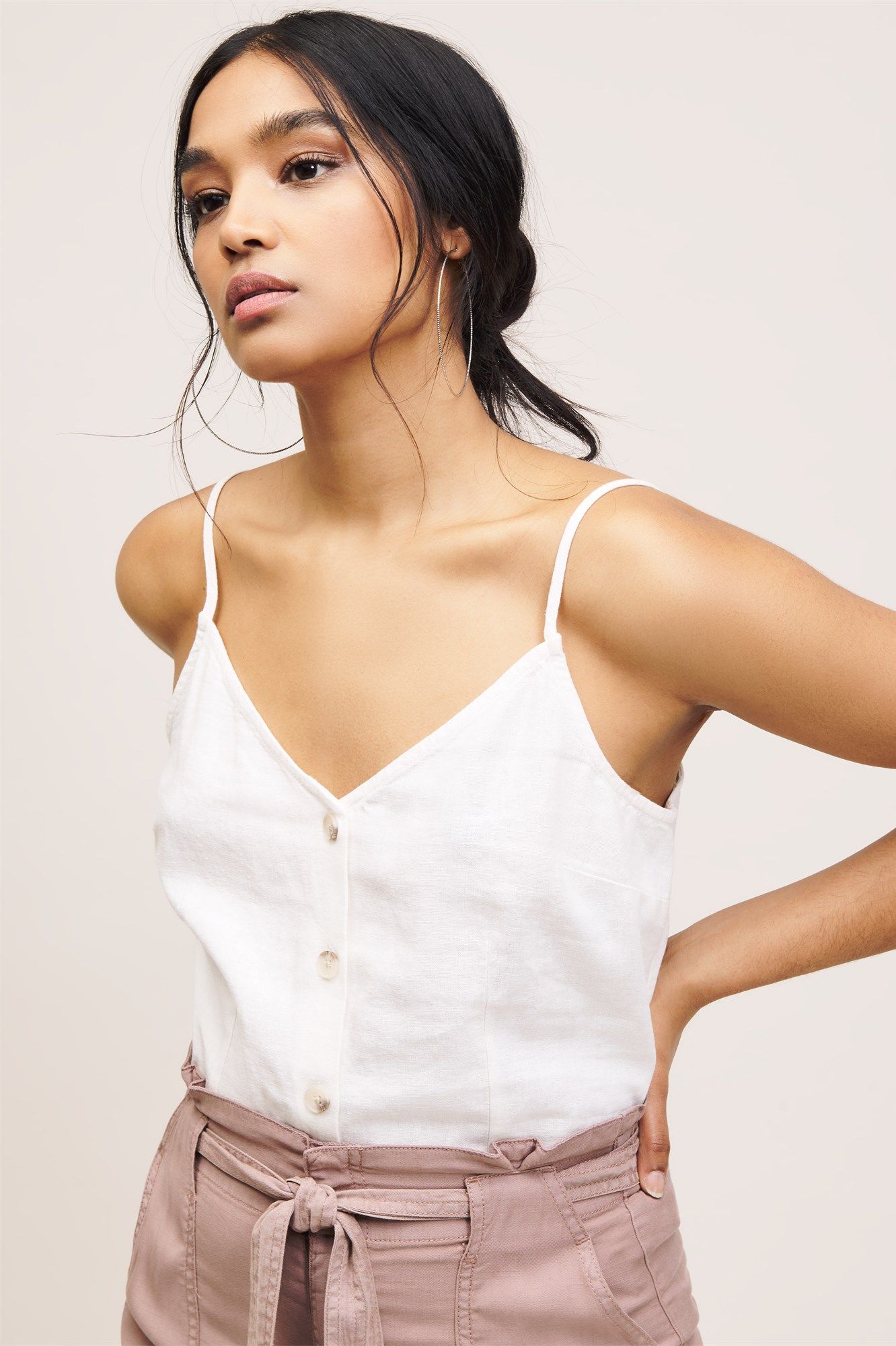 Alexis Button Up Linen Cami | Dynamite Clothing