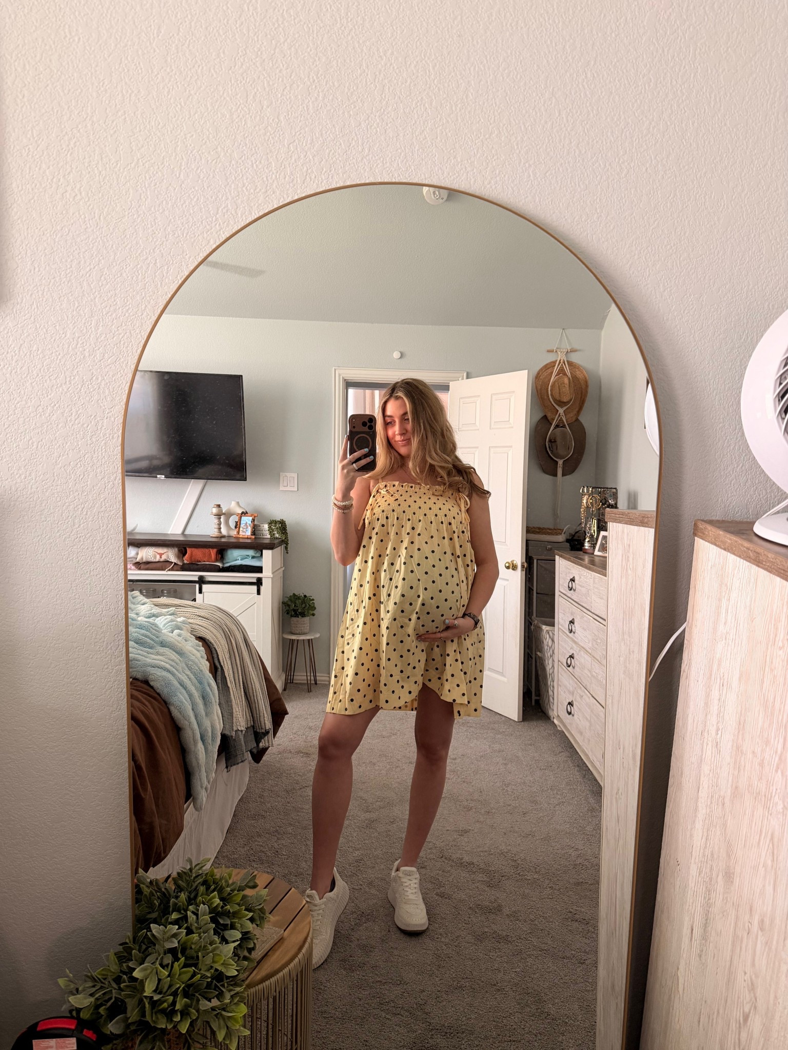 Cute spring dress. Polka dots. Easter dress. Ootd. Spring fashion. Cute outfit. Maternity fashion. Bump friendly  

#LTKBump #LTKSeasonal #LTKootd