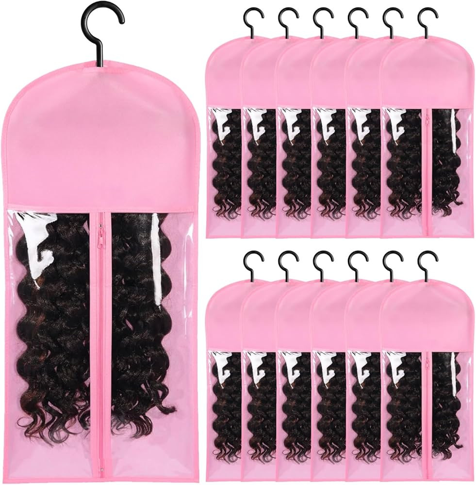 12PCS Wig Storage Wig Bags Storage with Hanger Hair Extension Holder Wig Hanger for Multiple Wigs... | Amazon (US)