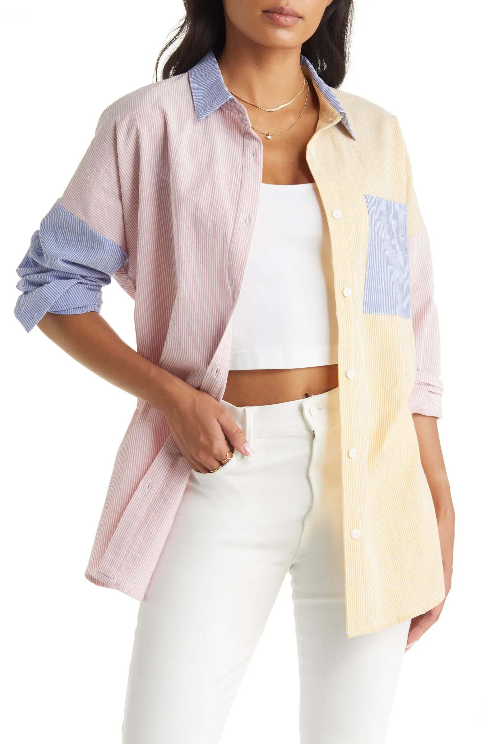 VICI Collection Pinstripe Button-Down Shirt | Nordstrom | Nordstrom