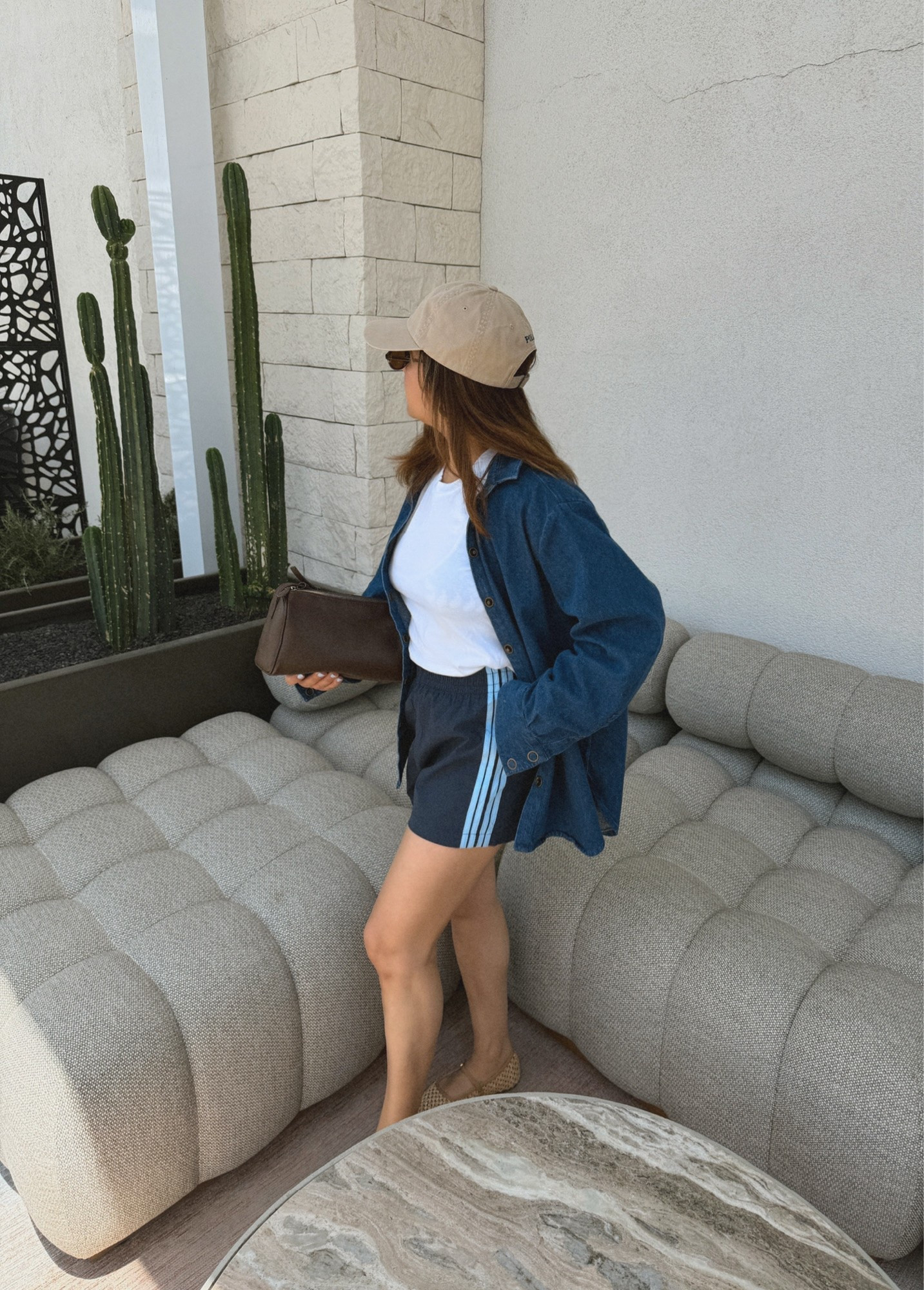 Palm Springs getaway - check out outfit 💙 summer shorts, white tee, and denim shirt casual style

#LTKmomlife #LTKootd #LTKActive