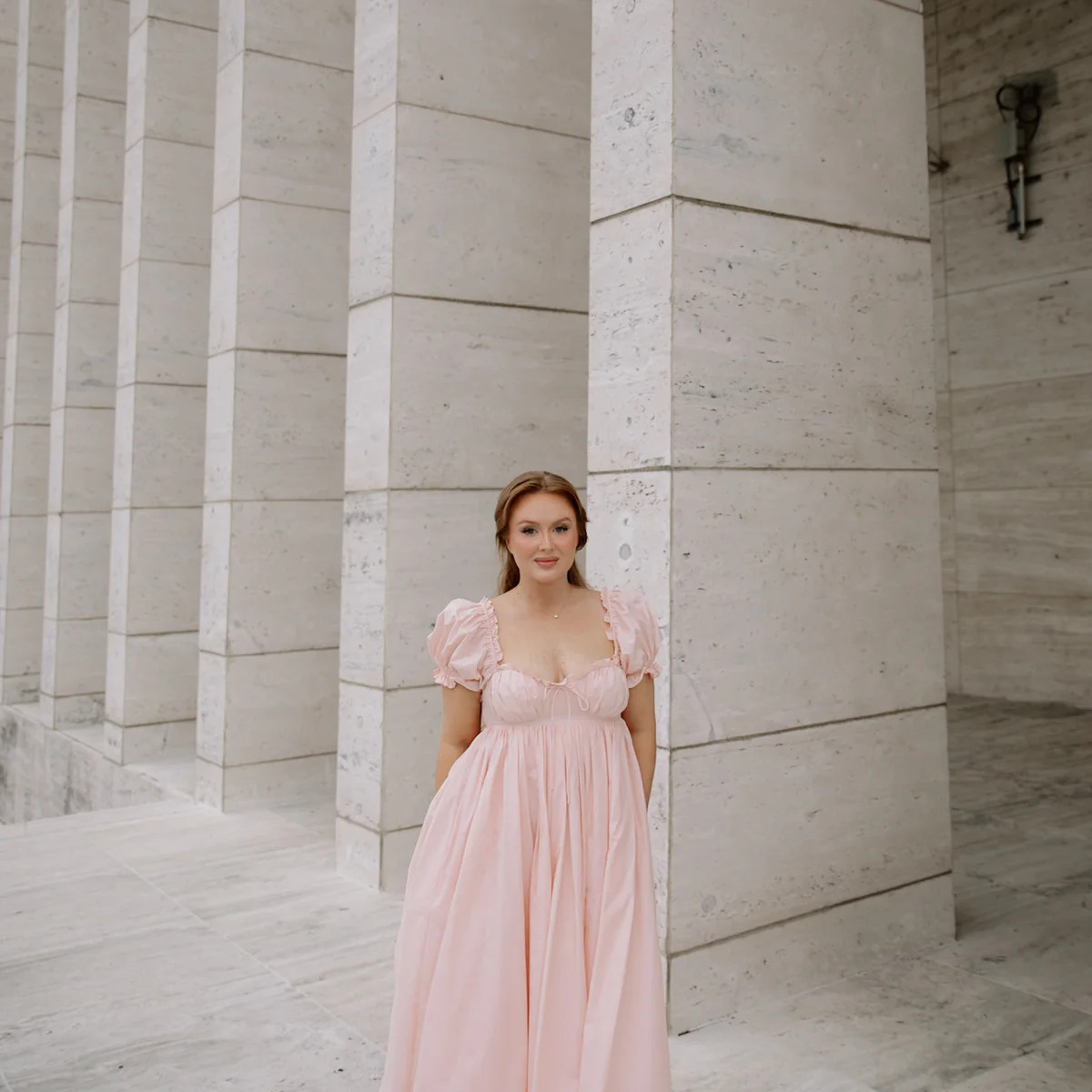 Olivia 100% Cotton Maxi Dress in Pale Pink - Bump Friendly | Worth Collective