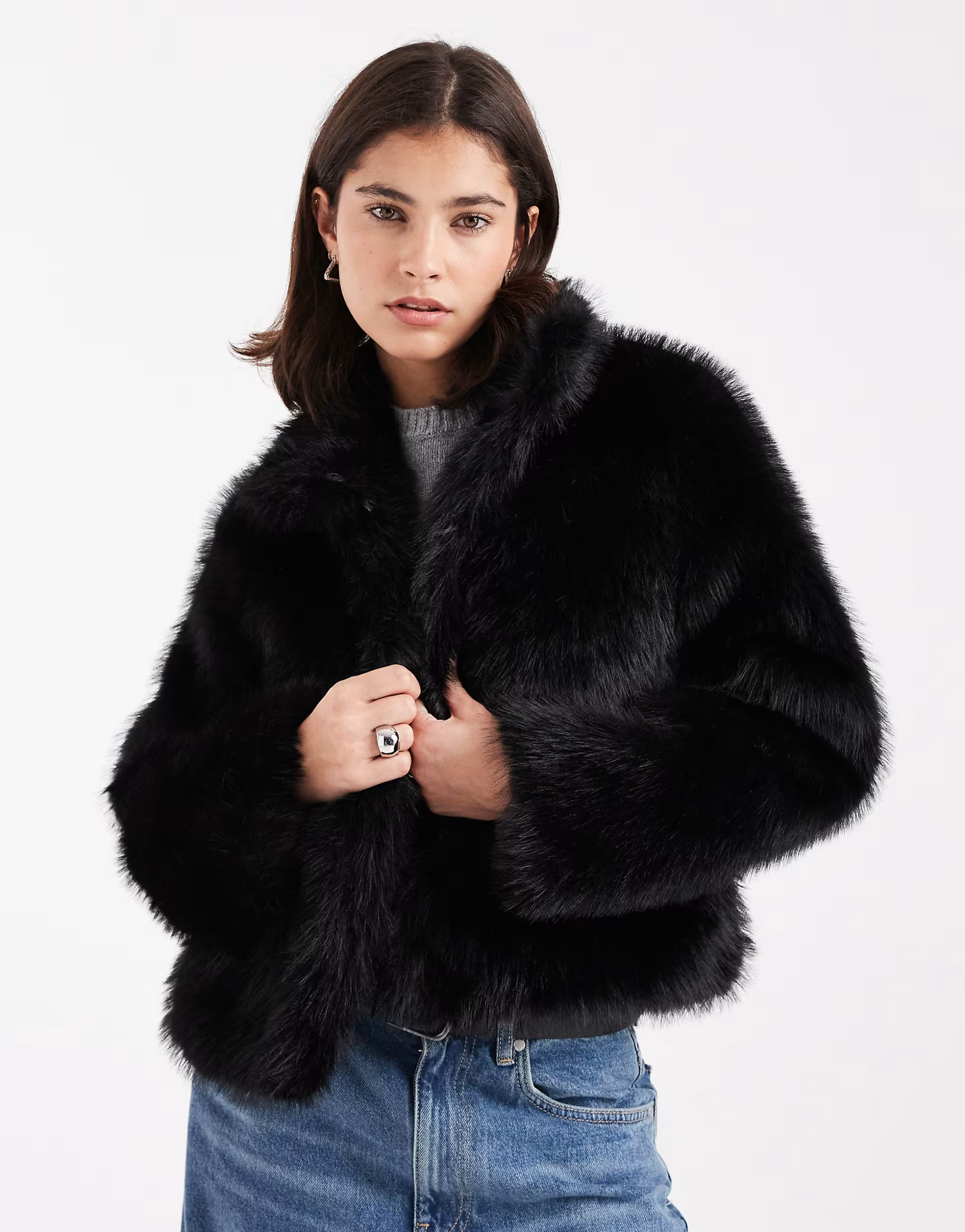 Vero Moda super soft short faux fur coat in black | ASOS | ASOS (Global)