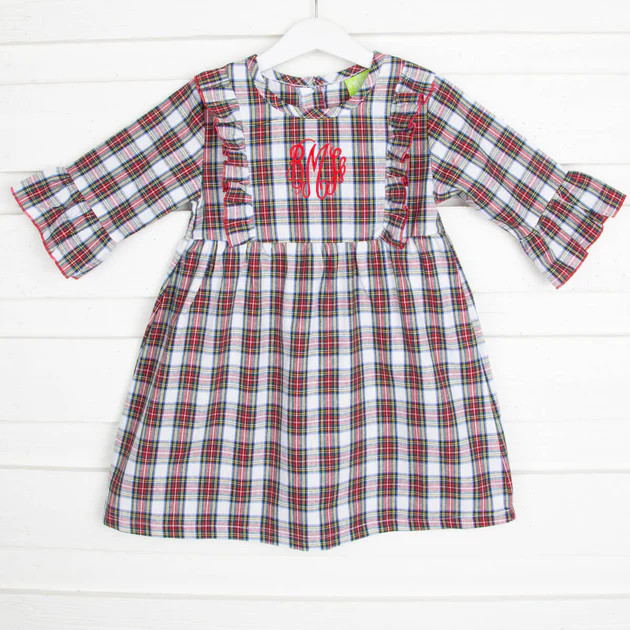 White Christmas Plaid Olivia Dress | Classic Whimsy