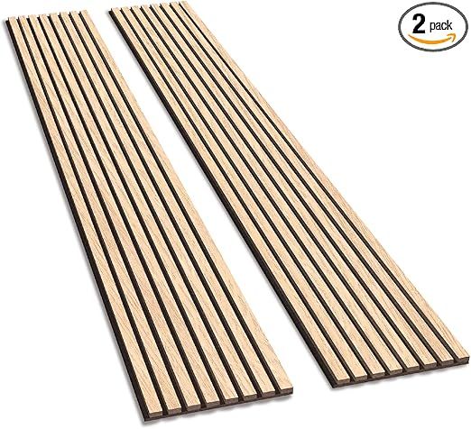 Olanglab Wood Slat Wall Panels, 2 Pack Wood Slats for Wall, 94.48"x 12.59"x 0.82" Each, 3D Wall P... | Amazon (US)