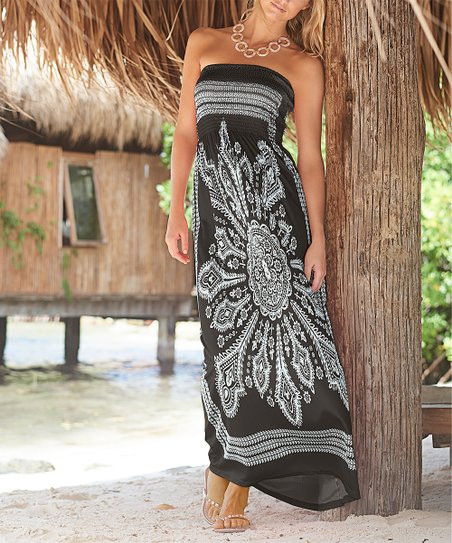 Venus Black & White Mandala Strapless Cover-Up - Women & Plus | Zulily